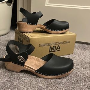 MIA Genuine Leather Swedish Clogs NWT